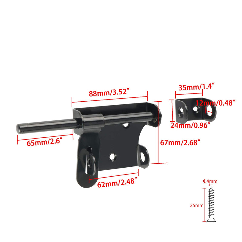 Alise Slide Bolt Latch Gate Latches Safety Door Lock,Padlock Can be Installed with It,MS350U-B Stainless Steel Black Finish 6 Inch