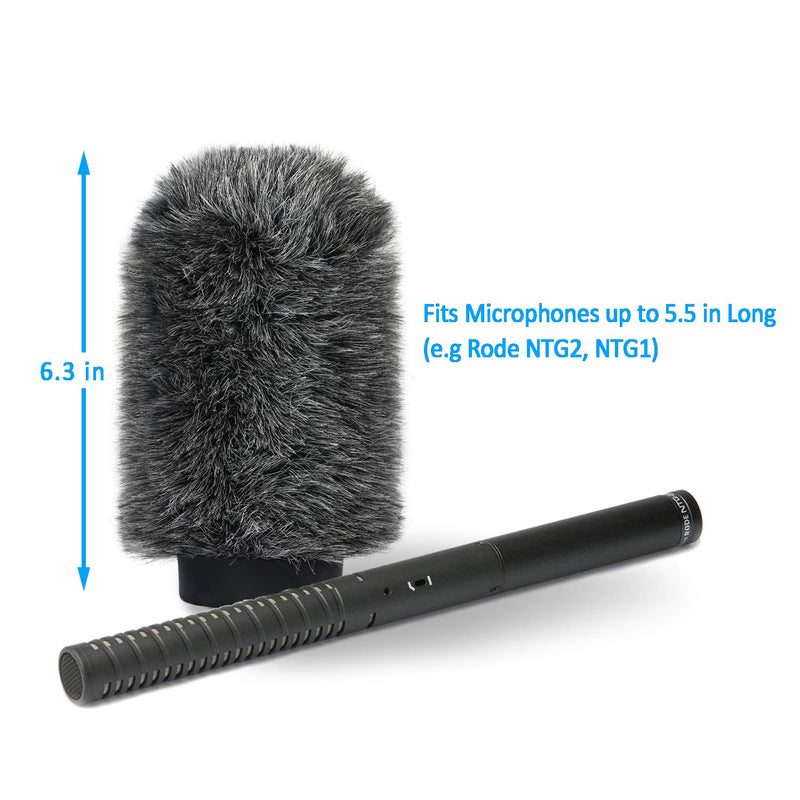 YOUSHARES Windscreen for Rode NTG1, NTG2, Audio-Technica AT897 Shotgun Microphones, Wind Muff Up to 5.5" Long