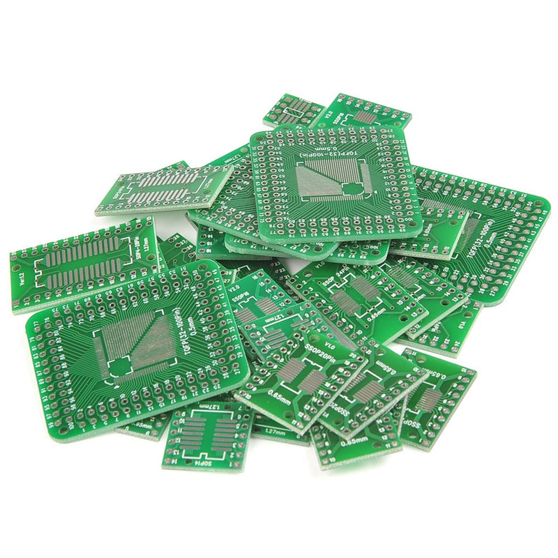 QLOUNI 40pcs PCB Proto Boards SMD to DIP Adapter Plate Converter TQFP (32 44 48 64 84 100) SOP SSOP TSSOP 8 10 14 16 20 23 24 28