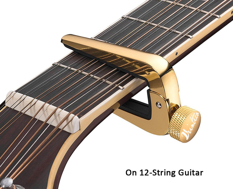 WINGO Universal Capo for 6 and 12 String Folk, Acoustic & Classical All Size Guitars, Gold.