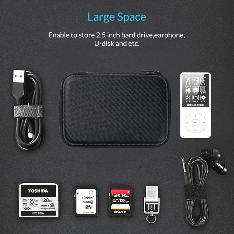 Portable External Hard Drive Case 2.5 Inch, Shockproof Protective EVA Case Travel Bag for Hard Drive,Flash Drive,Cable, Electric Accessories