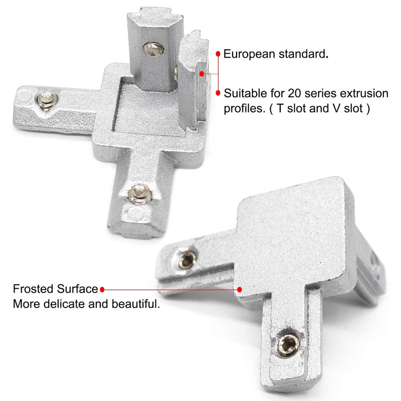 8Pcs 3-Way End Corner Bracket Connector for European Standard Aluminum Extrusion Profile 2020 Series Slot 6mm with Screws
