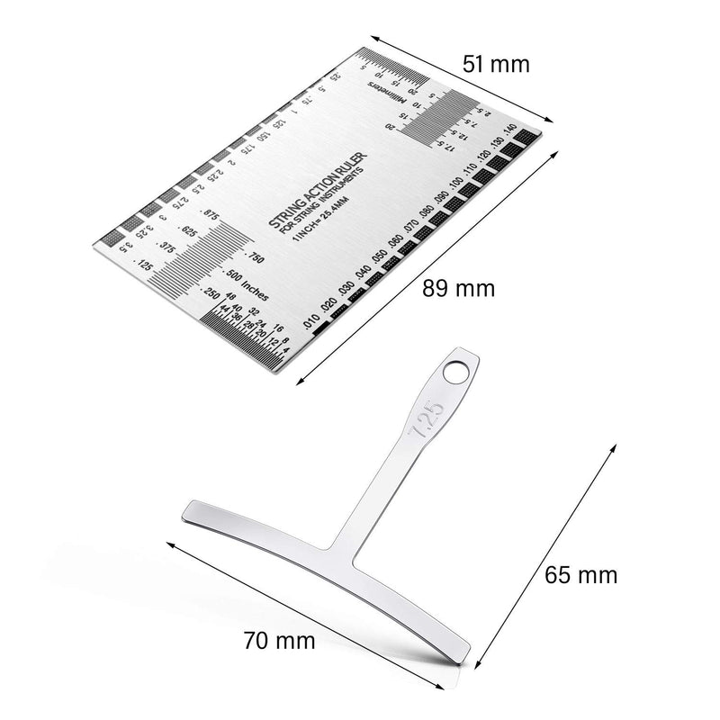 10 Pieces Luthier Tools Include 9 Understring Radius Gauge and 1 String Action Gauge Ruler Measuring Tool for Guitar Bass Setup Repair Tools