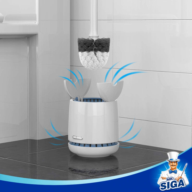 [AUSTRALIA] - MR.SIGA Toilet Bowl Brush and Holder, Premium Quality, with Solid Handle and Durable Bristles for Bathroom Cleaning, White, 1 Pack 