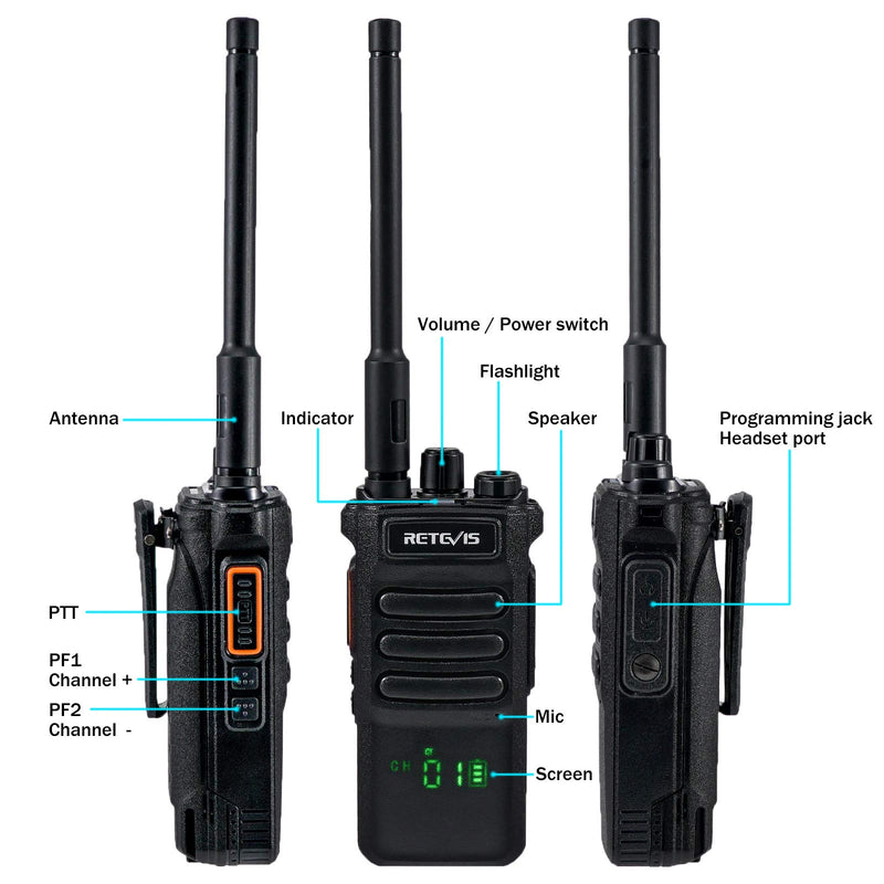Retevis RT86 Long Distance Walkie Talkies, Heavy Duty 2600 mAh Rechargeable Two Way Radio,Remote Alarm USB Charging Rugged Walkie Talkie Adults, for Offroad(1 Pack)