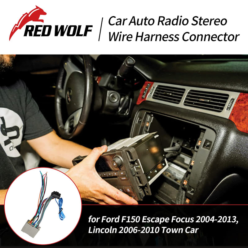 [AUSTRALIA] - RED WOLF Car Stereo Pionner Wire Harness Adapter Connector Compatible with Ford F150 Escape Focus 2004-2013, Lincoln 2006-2010 Town Car for Pionner Radio CD Player Receiver Amplifier/SWC Cable Plug 