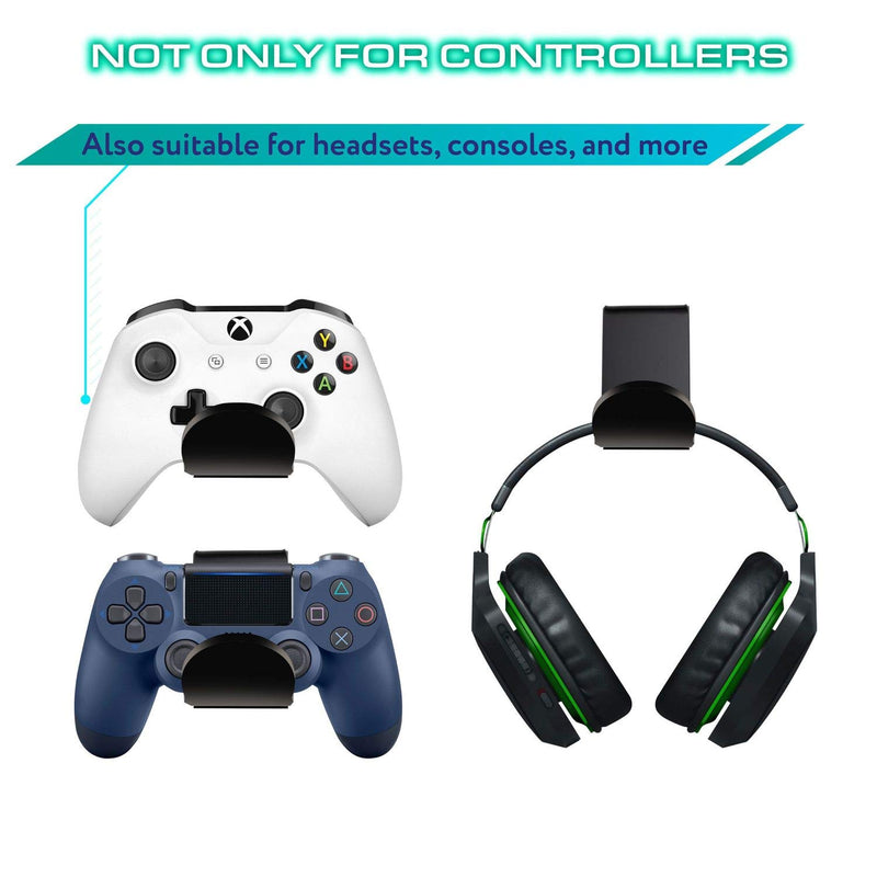 2-Pack Acrylic Headphone Stand | Game Controller Wall Mount Holder Display Stand Hook Hanger Compatible with Xbox One PS4 Nintendo Switch Pro PC Gamepad | Stick on No Drilling Required | by Insten