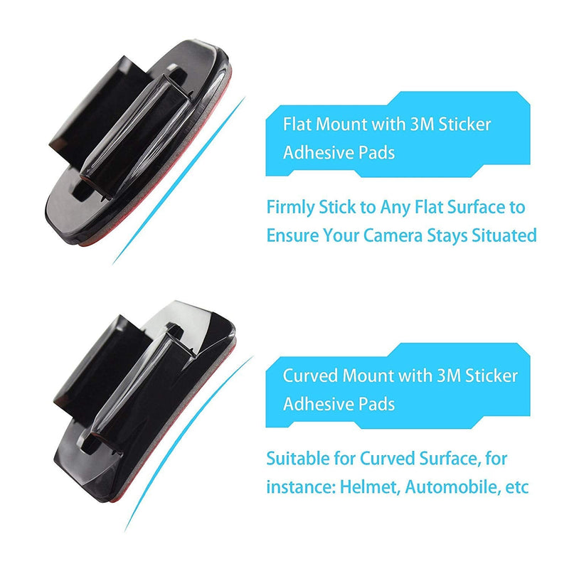 HSU Grab Bag for GoPro, Including Quick Release Buckle Mount, J-Hook Buckle Mount, 3-Way Pivot Arms, Flat and Curved Adhesive Mounts, Thumbscrews and Rubber Locking Plug with Tether