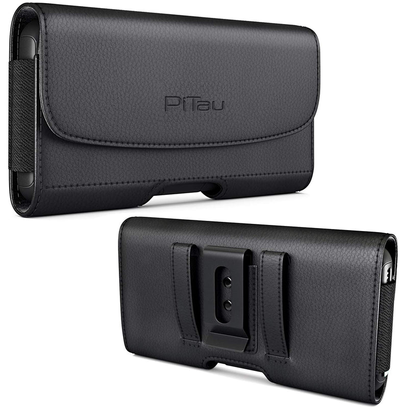 PiTau Belt Holster for iPhone SE, iPhone 8 / 7 / 6s / 6, Premium Holster Case with Belt Clip / Loops Belt Holder Pouch Compatible with iPhone SE/8/7/6s with Otterbox Case on Built in Card Holder Black