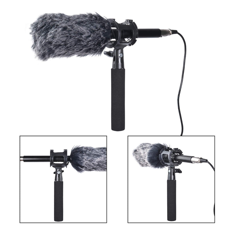 Bestshoot Microphone Shock Mount Universal Holder Clip + Hot Shoe Adapter for Condenser Shot gun Mic D230, ME66, NTG-2,NTG-1, AT-875R Neewer NW-81(1Pack)