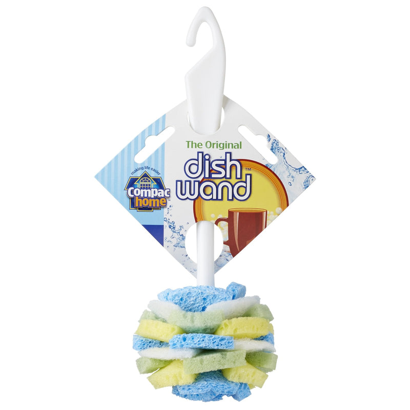Compac’s Dish SpongeWand Plus Tri Surface Scrubbing Sponge with Cello Foam Scour Sponge Petals Cleans Dishes Glassware 360° Scrubber Pads for ToughtoClean Pots Pans, Multi-Color, (Pack of 6)