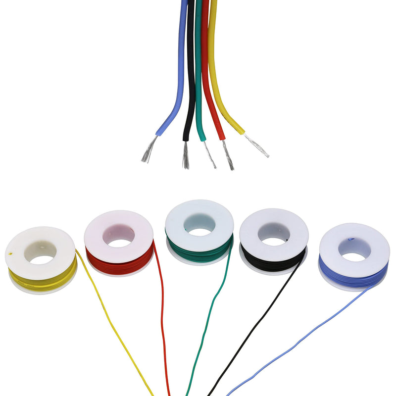 Striveday™ 30 AWG Flexible Silicone Wire Electric Wire 30 Gauge Coper Hook Up Wire 300V Cables Electronic Stranded Wire Cable Electrics DIY Box-1 30AWG Silicone wire Box1=Red+Blue+Green+Yellow+Black