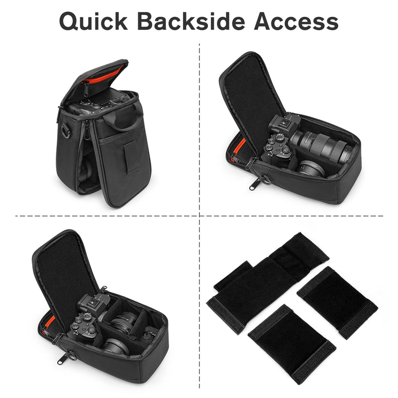 S-ZONE Camera Insert Bag Waterproof Lens Cube Case Compatible with Nikon Canon Sony Fuji for SLR DSLR Mirrorless Lens Cables Accessories Black