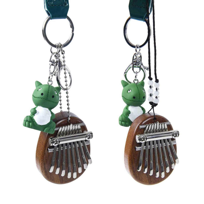 Geesatis Music Lover Birthday Gift 8 Tone-Key Kalimba Mini Thumb Piano Wooden Thumb Finger Portable Piano with Lanyard, Green Dinosaur Toy, Gift Ball