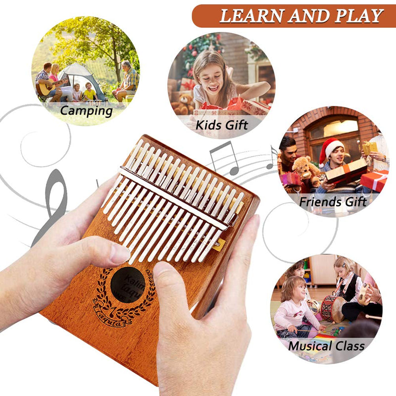 Kalimba 17 Keys Thumb Piano - Portable Mbira Sanza Finger Piano Professional Musical Instrument with Protective Case, Study Instruction, Tuning Hammer Gift for Kids Adults Beginners Light Mahogany