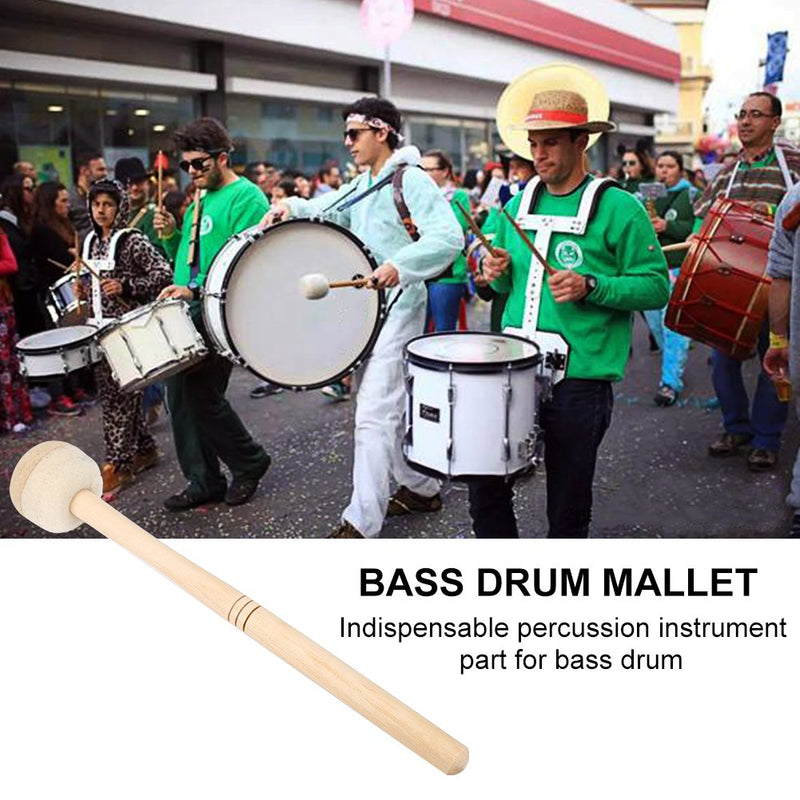 Drum Mallet - Durable Bass Drum Percussion Sticks Mallet with Wood Handle Wool Felt Head Drum Accessory