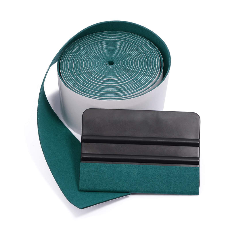 FOSHIO Micro Fiber Felt for Squeegee Edge Wrapping 5 Meters Length - Dark Green Suede Felt to Cover The Edges of Hard Card Squeegees 5M