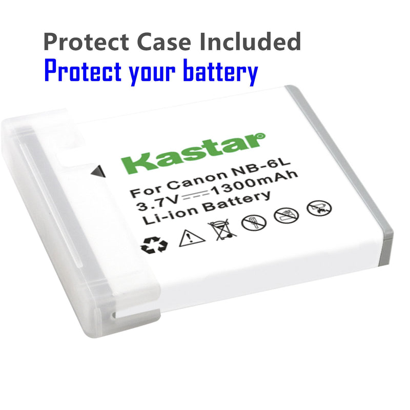 Kastar Battery (X2) & Dual USB Charger for Canon NB-6L and PowerShot SX710 HS SX530 HS SX520 HS SX510 HS SX500 IS SX700SX280 SX260 SX170 SD1300 SD1200 SD980 SD770 SD1300D30 D20 D10 IXUS 85 95 IXUS 200