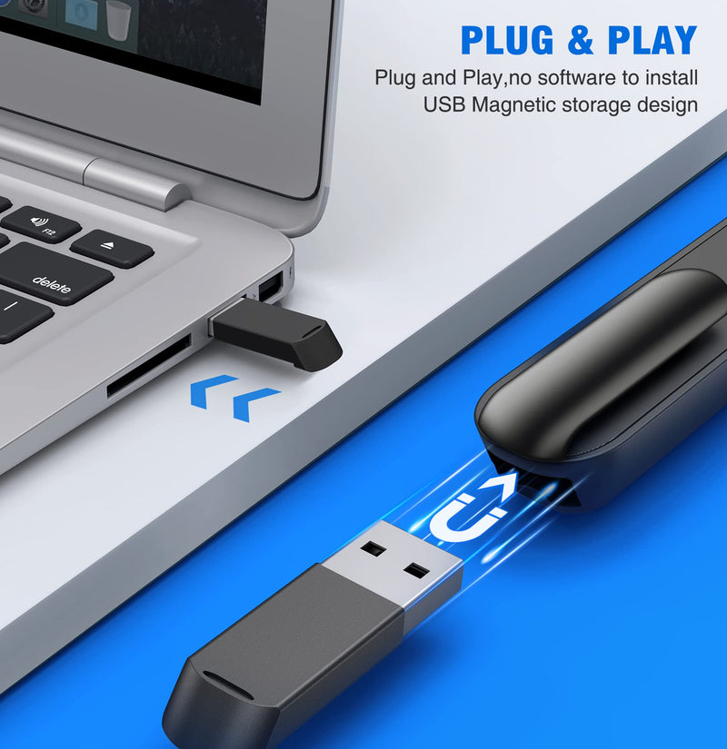DINOSTRIKE Wireless Presenter Remote with Air Mouse Control, Rechargeable USB Presentation Clicker PPT Pointer RF 2.4GZ PowerPoint Clicker Slide Advancer for Computer Laptop Mac Red Laser
