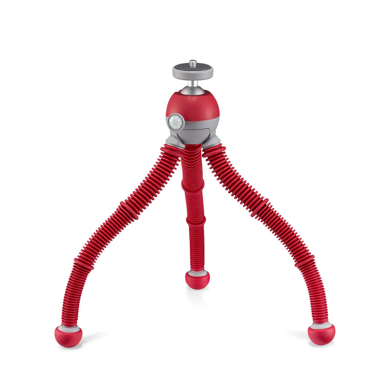 JOBY PodZilla Medium Kit, Tripod for Smartphones and Compact Mirrorless Cameras, Flexible Tripod with Ball Head Included and GripTight 360 Phone Mount, Devices up to 1 Kg, Red Medium Kit Red