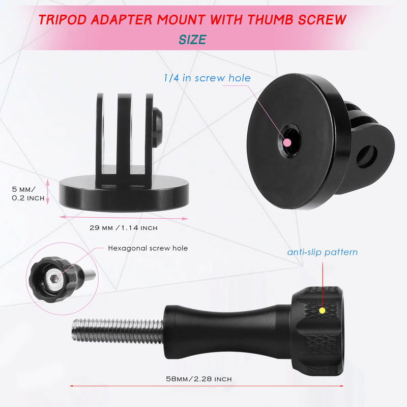 Tripod Mount Adapter,Gopro Tripod Mount Aluminum,Gopro Tripod Adapter Mount,Compatible with GoPro Hero 9, 8, 7, 6, 5, 4, DJI Osmo, Sjcam, Xiaoyi Action Cameras Aluminum alloy black