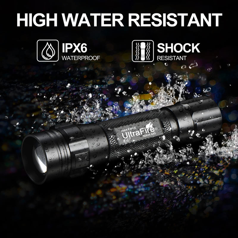 [AUSTRALIA] - ULTRAFIRE 940nm IR Flashlight for Night Vision, Infrared Light LED IR Illuminator, Zoomable IR Lights are Invisible to The Human Eye - Use with Night Vision Gear (Infrared 940nm Light) Infrared 940nm Light 