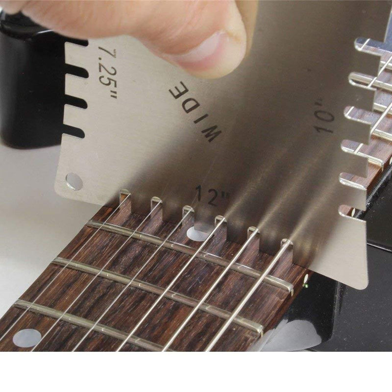 KAISH Set of 4 Stainless Steel Guitar Notched Radius Gauge Fingerboard Fretboard Measuring Luthier Tool