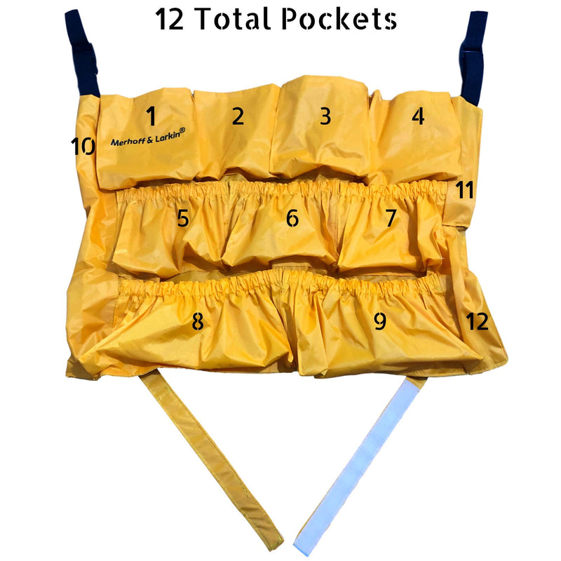 Yellow Trash Can Caddy Bag For Garbage Bins | Brute Compatible | Fits 32 - 50 Gallon Can | Heavy Duty Vinyl Construction | Large Commercial Size | Organizer For Cleaning, Maid, & Janitorial Duties