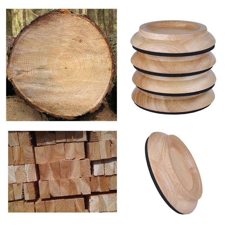 Upright Piano Caster Cups,Premium Quality Hardwood Piano Caster Pads Furniture Leg Pad Set of 4, w/EVA Anti-Slip & Anti-Noise Foam Mat for Hardwood Floor Protectors (Natural Wood) Natural Wood