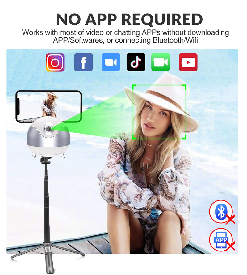 [AUSTRALIA] - iyesku Auto Face Tracking Tripod 360 Rotation, Youtube Starter Influencer Vlogging Kit Moving Tripod for iPhone Content Creator Essentials AI Auto Tracking Phone Holder Tiktok 360 Camera Stand (White) White 
