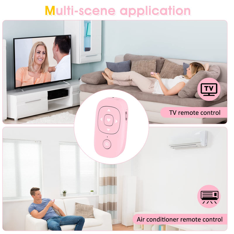 Symcode Upgrade TIK Tok Bluetooth Remote Control Kindle App Page Turner, TIK Tok Video Recording Remote,TV Air Conditioning Infrared Universal Remote Control Pink