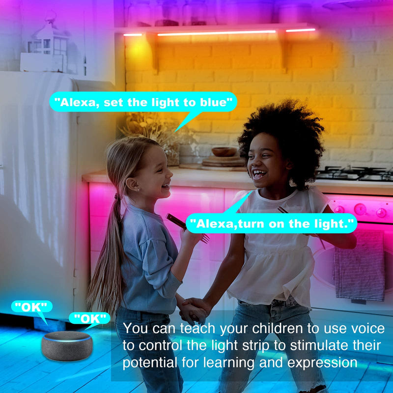 [AUSTRALIA] - Led Lights for Bedroom 50ft WiFi Smart LED Strip Lights Works with Alexa and Google Assistant, Tuya App and Remote Control, Music Sync RGB Lights for Bedroom Kitchen Party… 