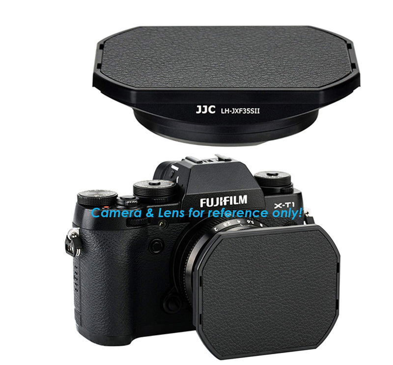 JJC Dedicated Black Metal Square Bayonet Lens Hood for Fujinon XF35mmF2 R WR XF23mmF2 R WR, Fuji 35mm F2 Hood, 23mm F2 Lense Hood, Slide In Front Cap, Replaces Fujifilm LH-XF35-2 LH XF35 2 Hood Shade LH-JXF35 Black