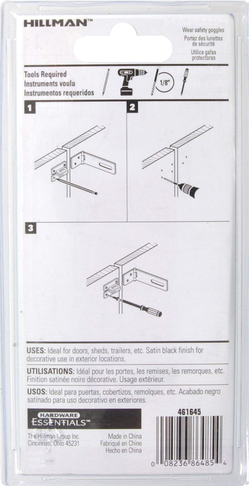 Hillman Hardware Essentials 851425 Fixed Staple Safety Hasp Black 3-1/2"