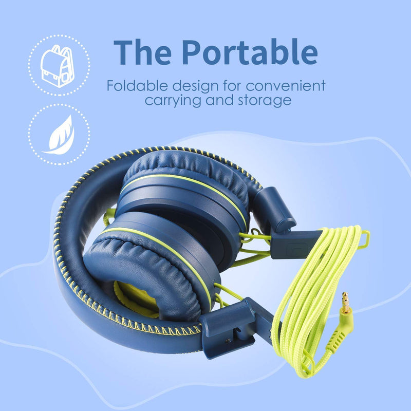 POWMEE Bundle M1&M2 Kids Headphones Wired Headphone for Kids,Foldable Adjustable Stereo Tangle-Free,3.5MM Jack Wire Cord On-Ear Headphone for Children