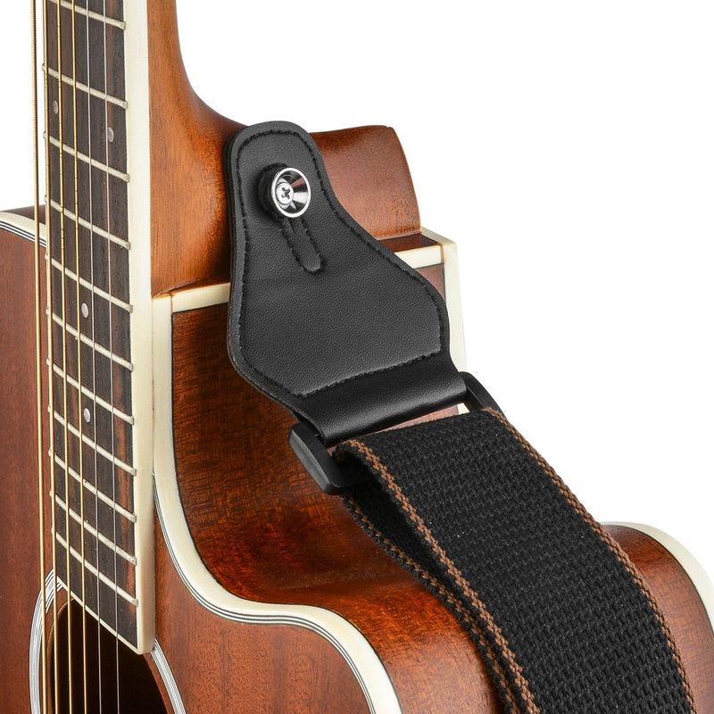 BestSounds Guitar Strap with 3 Pick Holders 100% Soft Cotton Strap For Bass Electric & Acoustic Guitars (Black) Black