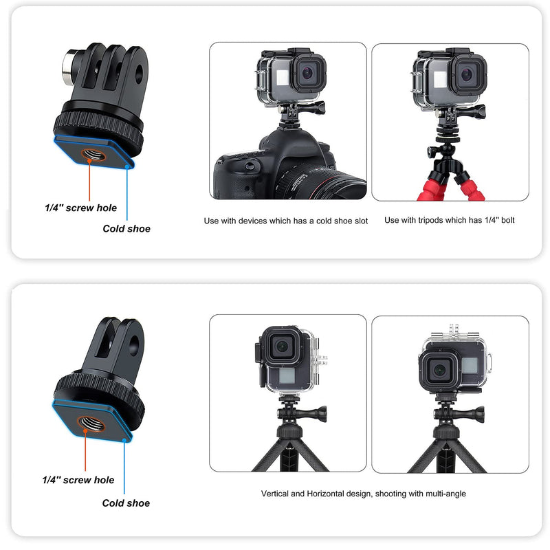SOONSUN Waterproof Housing Case for GoPro Hero 8 Black with 4-Pack Diving Filter - 60M Underwater Diving Housing Built-in Dual Cold Shoe Slots with Red, Light Red, Magenta and 5X Macro Filter Waterproof Housing with Filters for HERO8 Black