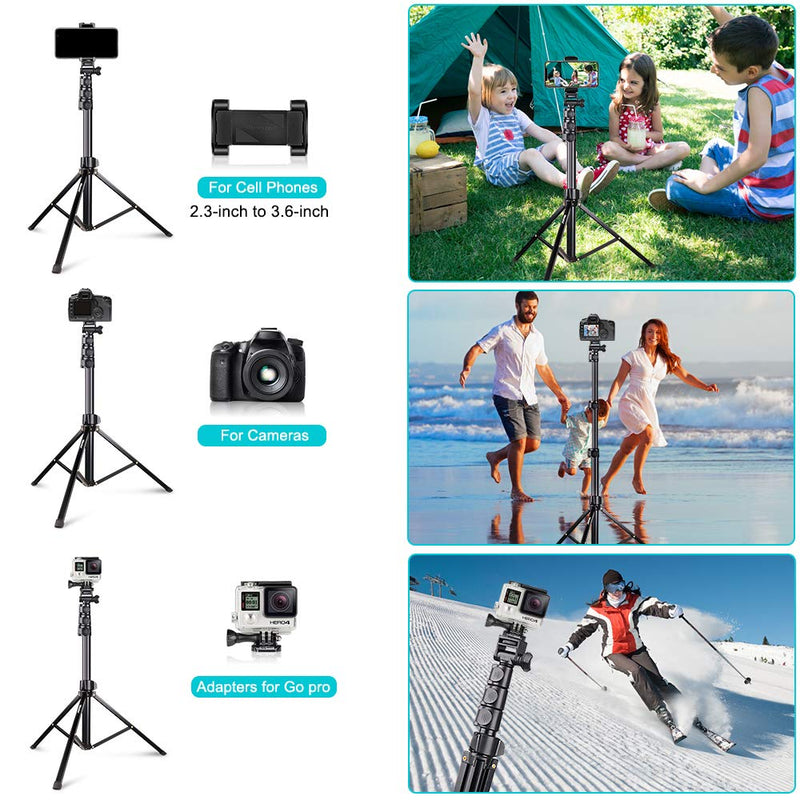 UBeesize 67'' Phone Tripod Stand & Selfie Stick Tripod, All in One Professional Cell Phone Tripod, Cellphone Tripod with Bluetooth Remote and Phone Holder, Compatible with All Phones/Cameras