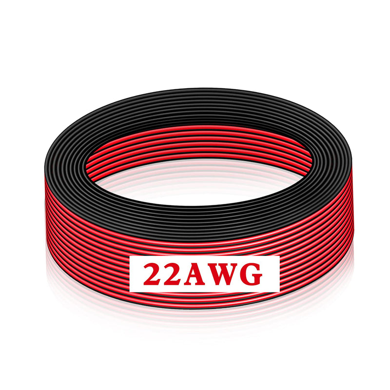Tnuocke 22AWG 20M Extension Cable Wire Cord 65.6ft Wire Cord Stranded Tinned Copper Red Black for Led Strips Single Color 3528 5050 H-049 22AWG Extension Cable Wire