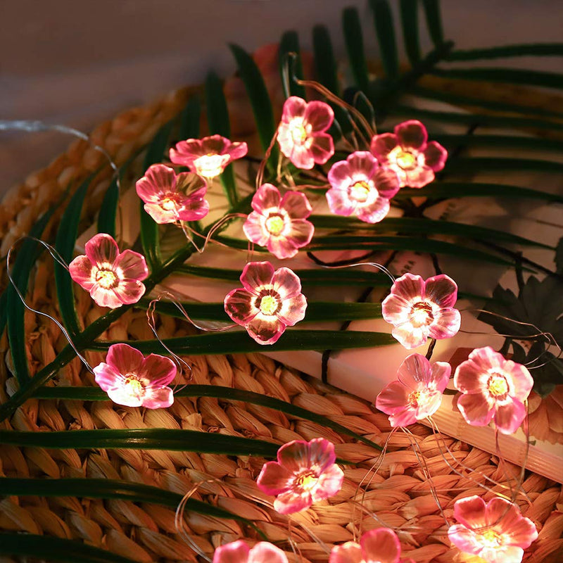 [AUSTRALIA] - DUOCHENGTC Pink Cherry Blossom Lights / 10ft 30 led Flowers Lights, 8 Modes, Used for Spring, Wedding, Nursery, Dormitory, Girls' Bedroom, Stroller Decoration 