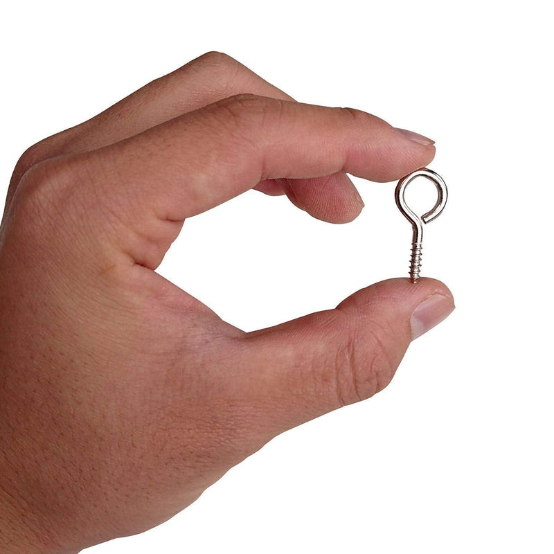 Silver 1 inch Screw Eyes Metal Eye Hooks Small Eyelet Screws, 100 Pcs Silver