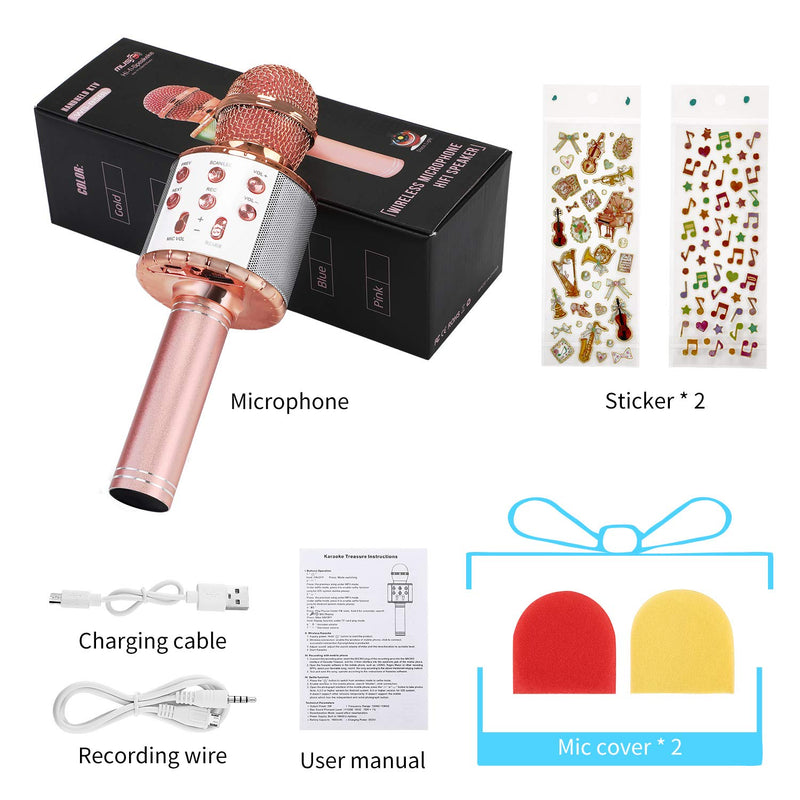 5 in 1 Karaoke Microphones,Wireless Bluetooth Singing Machine,Dance LED Light Stereo Speak Device,Support Magic Voice/Record/Reverberation/One-key Silence,Compatible with Phone & K Song Software