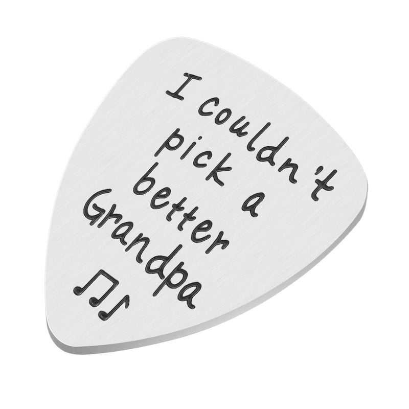 Grandpa Gift for Father's Day - Stainless Steel I Couldn't Pick A Better Grandpa Guitar Pick Jewelry, Unique Birthday Gift for Musician Grandfather