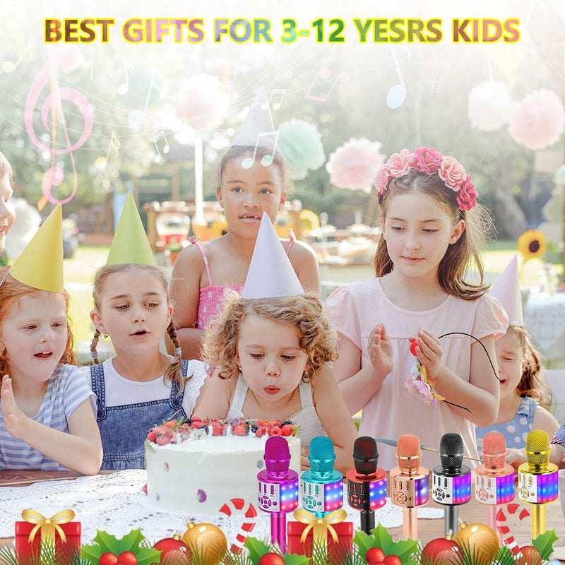[AUSTRALIA] - Amazmic Kids Karaoke Microphone Machine Toy Bluetooth Microphone Portable Wireless Karaoke Machine Handheld with LED Lights, Gift for Children Adults Birthday Party, Home KTV(Blue) Blue 