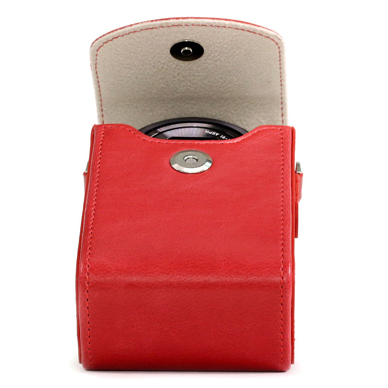 MegaGear Leather Camera Case with Strap Compatible with Canon PowerShot G7 X Mark III, G7 X Mark II, G7 X Red