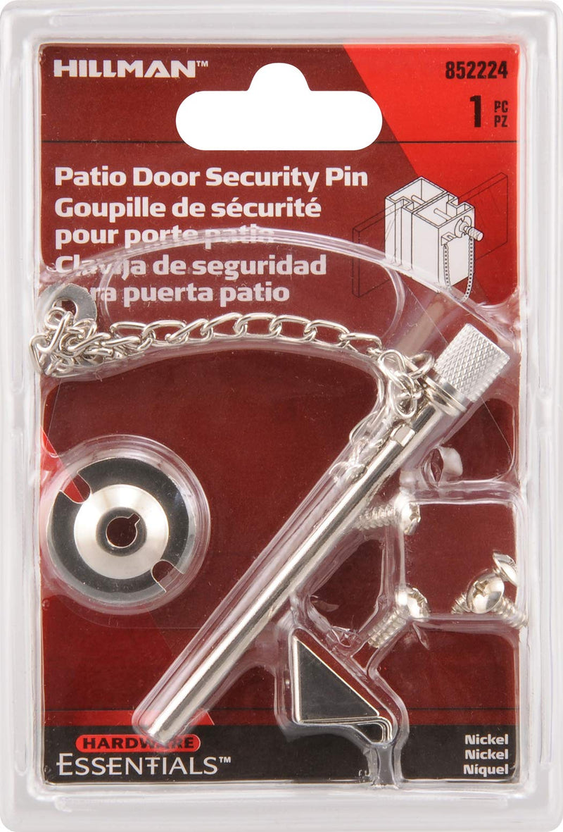 The Hillman Group 852224 Hardware Essentials 852426 Zinc Square Bend Hook (0.106-inch x 1-3/8-inch) 10 Pack Patio Door Security Pin, Nickel