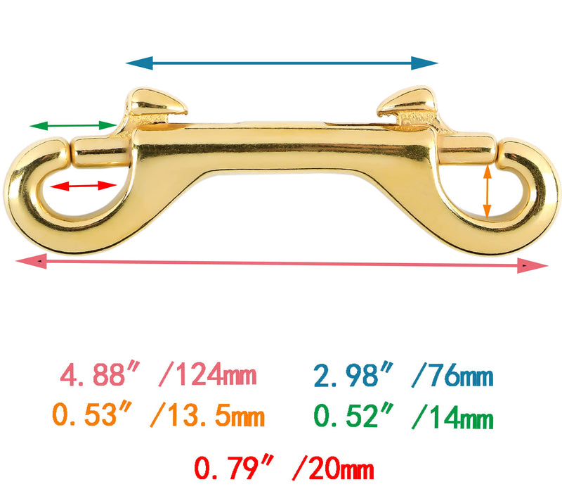 Brass Double End Snap Hook Clip Diving Hook 4 Pcs 5" for Diving pet Luggage Outdoor Mountaineering Tactical Equipment