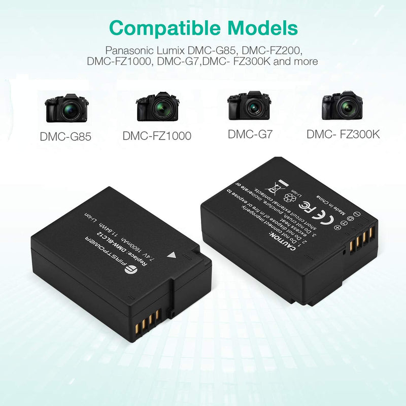 FirstPower DMW-BLC12 Battery and Dual USB Charger for Panasonic Lumix DMC-G7, DMC-FZ1000, DMC-FZ200, DMC-G5, DMC-G6, DMC-GX8, DMC-G85, DMC-GH2