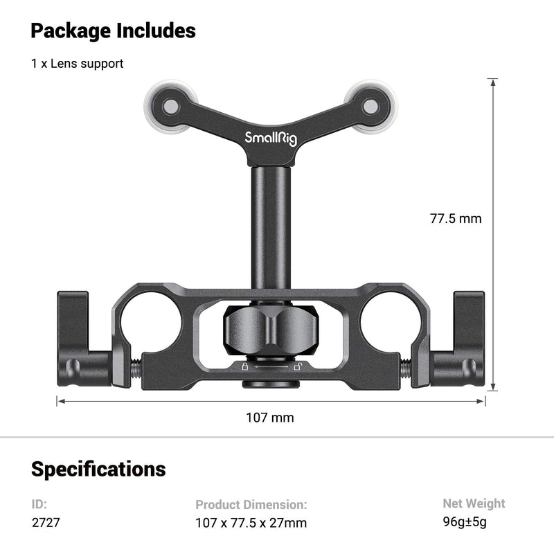 SmallRig Universal 15mm LWS Rod Mount Lens Support 2727