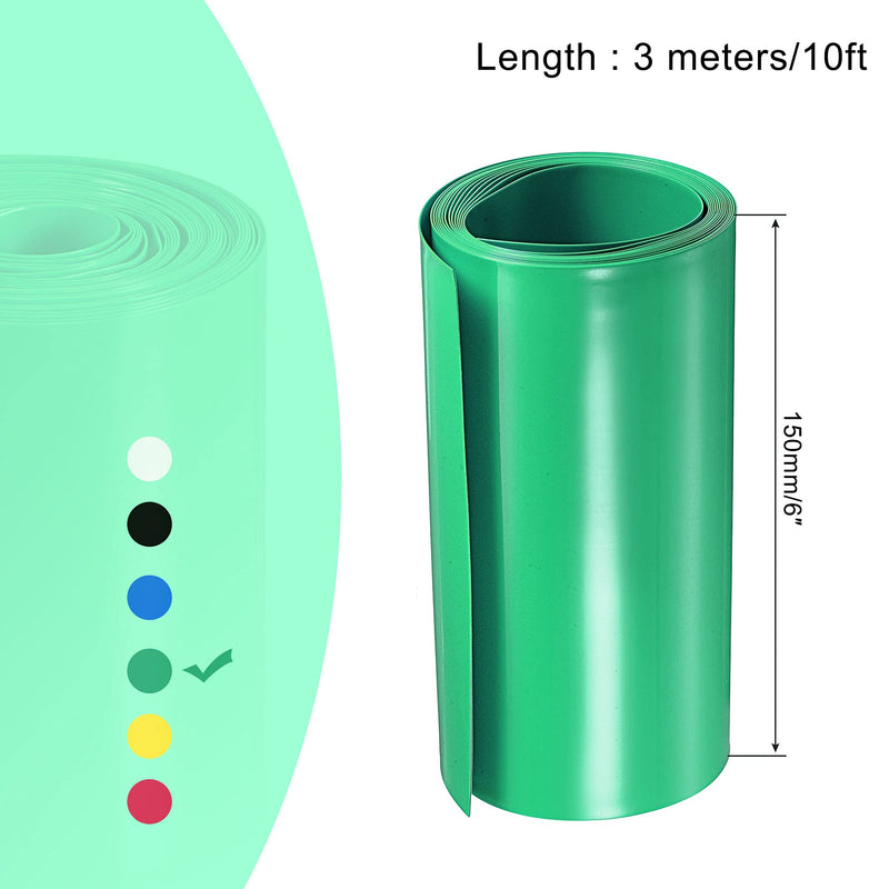 MECCANIXITY Battery Wrap PVC Heat Shrink Tubing 150mm Flat 10 Feet Light Green Good Insulation for Battery Pack